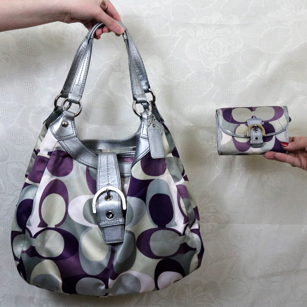 Coach Sig Scarf Print Hobo Bag & Matching Wallet